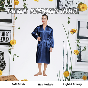 Vêtements <span class=keywords><strong>de</strong></span> nuit légers en satin style kimono pour hommes, peignoir confortable et décontracté à la mode, pour couples - Product Image 2