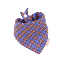 Bavoir triangulaire en coton pour bébé, style foulard, avec boutons-pression, double couche, motif à carreaux, absorption d'eau, toutes saisons, nouveau-né