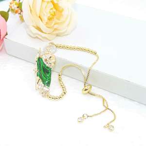 Saint Jude Hope Chain Esmalte verde Milagros Pulsera de eslabones cubanos de oro para Hip Hop Faith 12cm Estilo religioso cristiano ajustable - Product Image 4