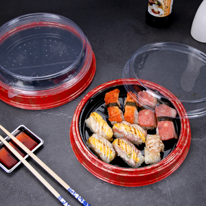 Boîte à sushi ronde jetable, boîte d'emballage pour fruits <span class=keywords><strong>de</strong></span> <span class=keywords><strong>mer</strong></span>, oie rôtie, boîte japonaise pour sashimi, riz et rouleaux <span class=keywords><strong>de</strong></span> légumes, plat Shouxi - Product Image 5