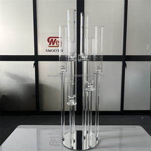 Bougeoir en verre lisse de haute qualité classique 8 bras bougeoir en cristal clair pour la décoration de mariage - Product Image 6