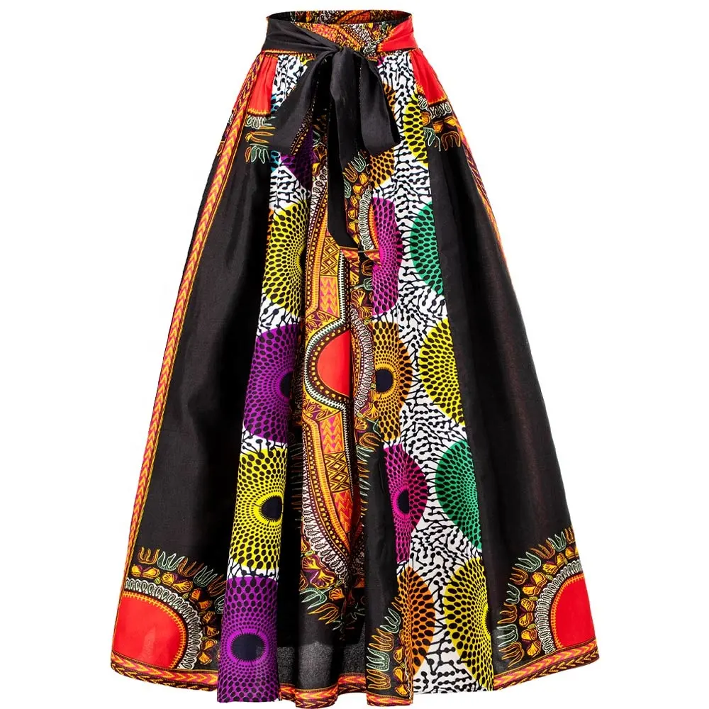 Impresión Floral Designs africano Envolvente Falda con bolsillos Talla única.