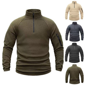 En stock o OEM Personalizar logo Hombres al aire libre 1/3 Zip Fleece <span class=keywords><strong>Pullover</strong></span> Chaquetas de invierno - Product Image 1