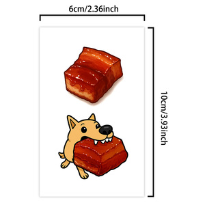 Tatuaggi temporanei colorati adesivi per cani che mordono pancetta di maiale simpatico <span class=keywords><strong>tatuaggio</strong></span> impermeabile a tema alimentare per la gamba del braccio del viso - Product Image 2