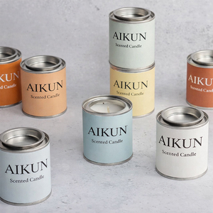 Bougie en pot en étain AIKUN, cire naturelle, avec étiquette personnalisée, parfum Goji, pour chambre, bureau, yoga, spa - Product Image 3