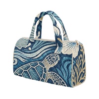 Sac à main brodé personnalisé avec imprimé tortue corail hawaïen et imprimé floral hibiscus des Fidji pour le shopping, les voyages et le quotidien