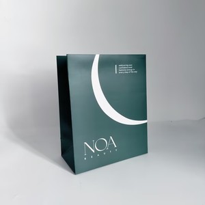 Custom Forest Green Gift Bags with White Logo Satin Handle - Premium Packaging for Cosmetics & Jewelry - Product Image 3