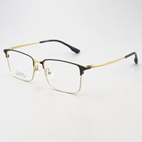 Kacamata optik Titanium kotak Full-Frame pria, kacamata optik modis desain emas Model suplai langsung pabrik 8009