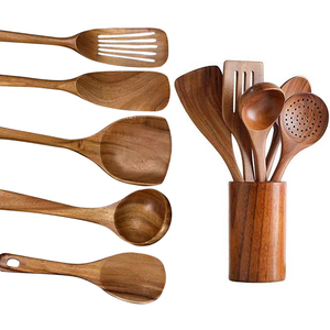 طقم أدوات مطبخ تيانزهو مكون من 5 قطع غير لاصقة وصديقة للبيئة مصنوعة من خشب الأكاسيا، آمنة للطعام وقابلة للغسل في غسالة الأطباق بتصميم مضيء - Product Image 2