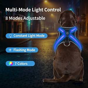 Noxgear LightHound Durable Illuminated Reflective Vest for <b>Dogs</b> Multicolored LED Fiber Optics (USB Rechargeable <b>Button</b> Closure) - Product Image 2
