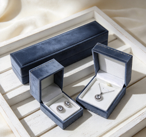 Caja de Terciopelo Azul Oscuro de Alta Gama XINYUAN, Varios Tamaños, Estilo de Tapa Abatible, Costuras Exquisitas, Bordes de Caja con Forro Blanco Suave - Product Image 6