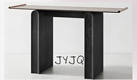 Table console rectangulaire en bois de frêne massif de style vintage Wabi-Sabi, minimaliste moderne nordique, avec plateau en pierre, pour petit appartement