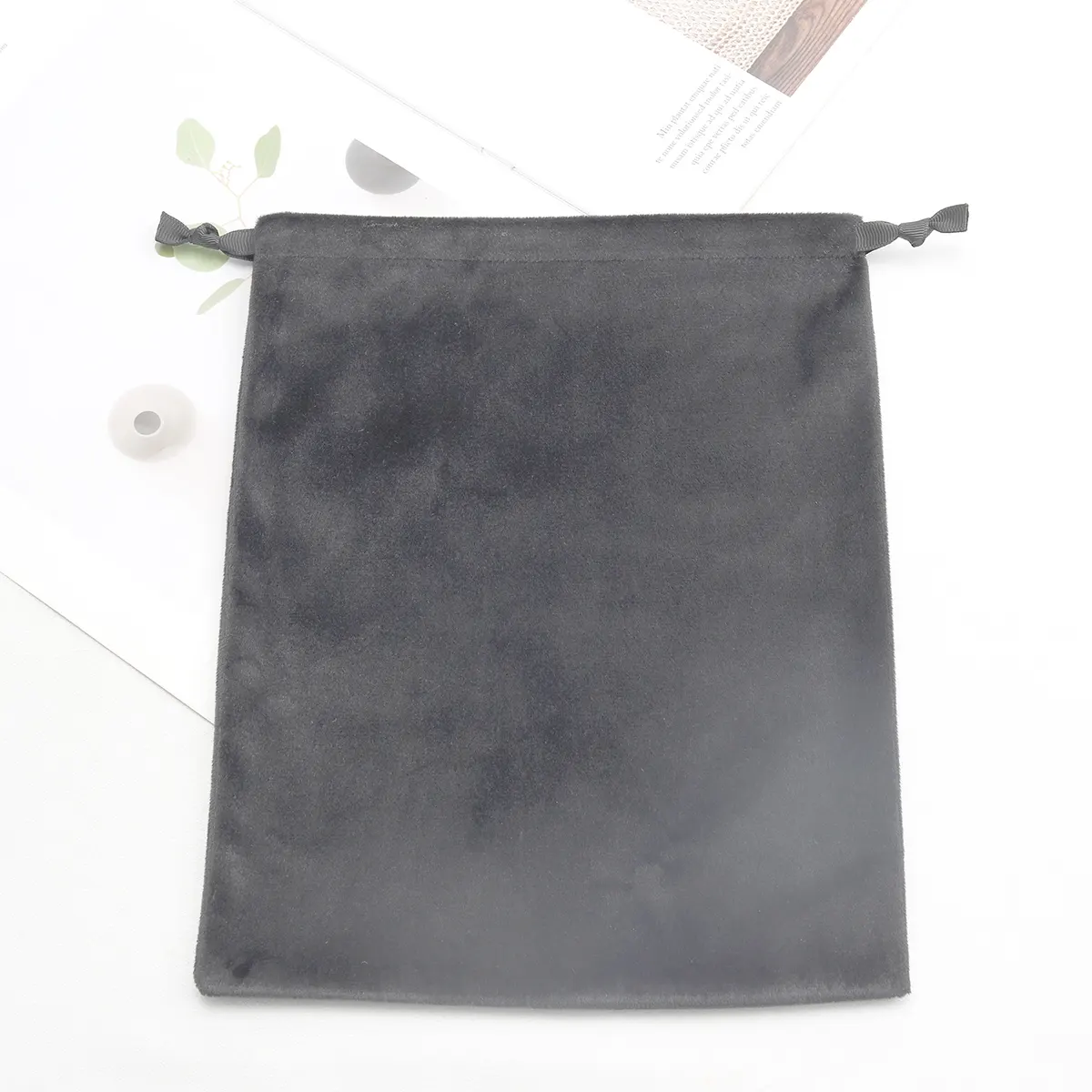 Custom Logo Print Black Velvet Shoes Packaging Bags Velvet Drawstring Packaging Dust Pouch Bags