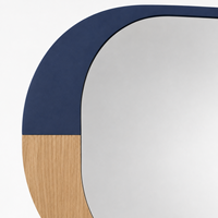 Miroir mural horizontal bleu marine et bois, miroir color block pour entrée, coiffeuse et décoration intérieure, vente en gros