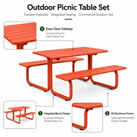 Ensemble banc et table d'extérieur en métal, résistant aux intempéries, durable, écologique, design moderne pour les cours, les cafés et les salons de thé
