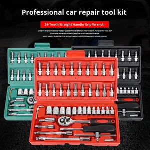 Ensemble de boîte à outils de réparation automobile de 46 pièces personnalisable OEM petite clé à douille rapide volante mallette à outils à main électrique incluse - Product Image 3