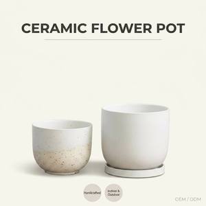 Décoration intérieure simple glaçure mouchetée mate <span class=keywords><strong>cactus</strong></span> succulent pot de fleurs plantes en pot pots pots en céramique avec soucoupe - Product Image 1