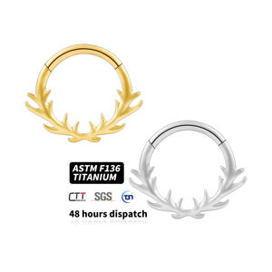 Minimalistischer Baumzweig Nasenring Piercing-Schmuck ASTM F136 Titan Septum-Ring Helix-Ohrringe Vergoldet Wasserfest - Product Image 1