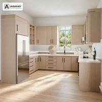 Meuble de cuisine Shaker en mélamine en forme de U avec rangement coulissant pour villa, conception 3D gratuite, structure en MDF modulaire
