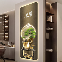 Peinture décorative moderne Art Déco en porcelaine de cristal avec motif de cerf et de pin, éclairage LED pour hall d'entrée, salon, décoration de la maison