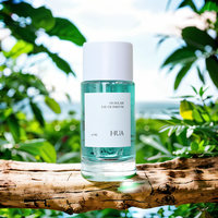 Fabrication de flacons de parfum en verre cylindriques personnalisés de luxe 30ml 50ml 100ml avec couvercle blanc