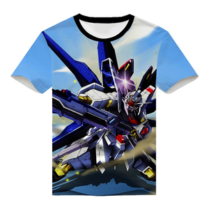 Camiseta sin etiqueta de manga corta de <span class=keywords><strong>Gundam</strong></span> Strike Freedom Unicornio, estilo anime y manga, de poliéster/algodón con estampado por transferencia <span class=keywords><strong>t</strong></span>érmica - Product Image 5