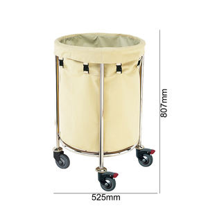 <span class=keywords><strong>Chariot</strong></span> à <span class=keywords><strong>linge</strong></span> rond moyen Design moderne avec cadre <span class=keywords><strong>en</strong></span> acier Sac amovible Panier à <span class=keywords><strong>linge</strong></span> roulant avec roulettes pour hôtels - Product Image 2
