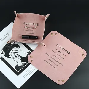 Pink PU Leather Jewelry Tray Portable Button Folding Display Tray Jewelry Ring Bracelet Display Tray