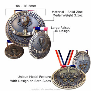 Kustom Modern antik berlapis emas logam medali penghargaan 2nd atau 3rd tempat sutra layar dicetak - Product Image 3