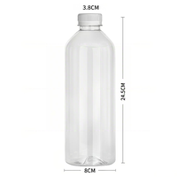 Bouteilles de boisson rondes transparentes en PET de 1000 ml (32 oz) avec bouchons à vis pour boissons énergisantes, café, vodka et bière - 50 pièces/carton