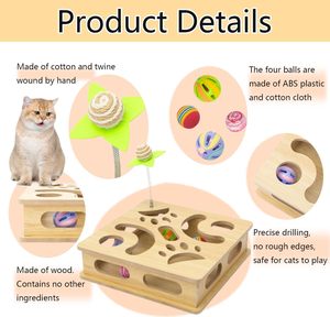İnteraktif Güvenli Ahşap Çoklu Toplu Kedi Oyuncağı İç Mekan Kedileri İçin - Product Image 3
