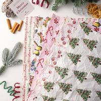 Nouveau Papier Cadeau Artisanal de Noël, Motif Poire de Neige, Imprimé UV, Surface Brillante, Effet Froissé à la Main, 1 Mètre, Motif Floral Coloré Peint