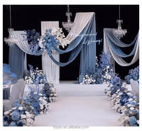 Décorations de scène de mariage avec rideaux de fond de scène bleus en tissu pour intérieur et extérieur