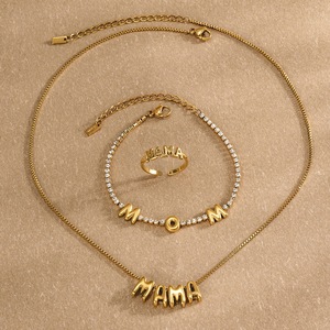 Collier en acier inoxydable plaqué or 18 carats avec CZ, style <span class=keywords><strong>chic</strong></span> français, pour la fête des mères, <span class=keywords><strong>MAMA</strong></span>, bijoux féminins légers et luxueux - Product Image 6