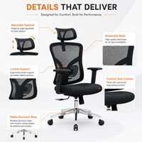Chaise de bureau ergonomique moderne avec appui-tête réglable, chaise d'ordinateur en maille pour mobilier de bureau à domicile, soutien exécutif