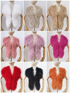 Femmes hiver automne sans manches gilet grand dos nu suspendu cou nouvel an 2000 (Y2K) Style Sexy mongol fausse <span class=keywords><strong>fourrure</strong></span> de mouton court - Product Image 3