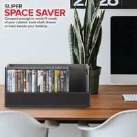 Boîte de rangement pour DVD en similicuir, organisateur vertical pour CD, jeux vidéo, avec poignée, pour salle de divertissement