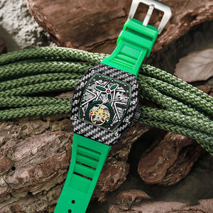 מותאם אישית יוקרה שעון חם אוטומטי חבית חם עיצוב תנועה מכני זוהר רצועת סיליקון עמיד למים גומי - Product Image 5