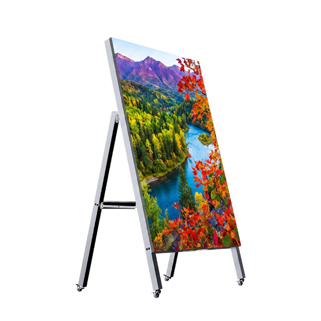 P2.5 Waterproof Outdoor Foldable LED Poster Screen Wheeled Movable Standing Advertising Billboard