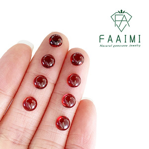Pietre preziose sfaccettate di granato rosso naturale all'ingrosso, cabochon rotondo bombato, anello fai da te lavorato a mano con gioco di colore nelle misure 4mm/5mm - Product Image 4