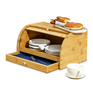 Caja de Almacenamiento de Pan de Bambú con Cajón, Organizador de Cocina Multifuncional para Repostería y Uso en el Escritorio - Product Image 5