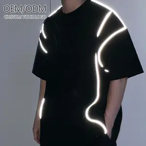 Camisetas luminosas reflexão, camisetas masculinas, sem oem, manga curta, logotipo gráfico personalizado, luz refletiva, simples, casual, 20 peças