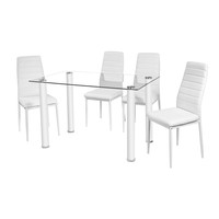 Ensemble table et chaises de salle à manger rectangulaire moderne à prix abordable avec plateau en verre et pieds en métal