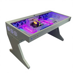 Style populaire, deux en un, boîtier <span class=keywords><strong>PC</strong></span> en verre trempé, bureau RGB, combo boîtier <span class=keywords><strong>PC</strong></span> et bureau, <span class=keywords><strong>tour</strong></span> de boîtier d'ordinateur, table de jeu - Product Image 1
