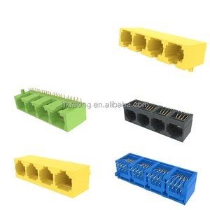 ขั้วต่อแบบโมดูลาร์ 8P8C 1X4 สีเหลือง แบบแนวนอน ชนิดพิน <span class=keywords><strong>FU</strong></span> RJ45 ขั้วต่อเครือข่ายอีเธอร์เน็ต <span class=keywords><strong>8</strong></span> พิน วัสดุ LCP/C2680 - Product Image 1