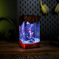 Lampe de nuit en résine rouge et noire, scène de bataille épique, lampe de bureau 3D en époxy, décoration créative de collection pour les fans d'anime