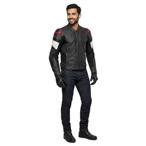 Ensemble de veste de moto coupe-vent en toile, col montant, logo avant, combinaison de motocross 100% coton vintage - Product Image 1