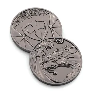 定制锌合金金属3d龙纪念品挑战硬币与盒子