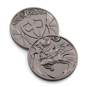 Custom Zinklegering Metalen 3d Dragon Souvenir Uitdaging Munt Met Doos