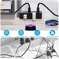 Regleta de escritorio con 8 tomas de CA y abrazadera, con USB-C PD de 20W y USB-A de 18W, 1875W de alta capacidad, enchufe de escritorio de doble capa para oficina y hogar